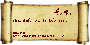 Andaházy Antónia névjegykártya